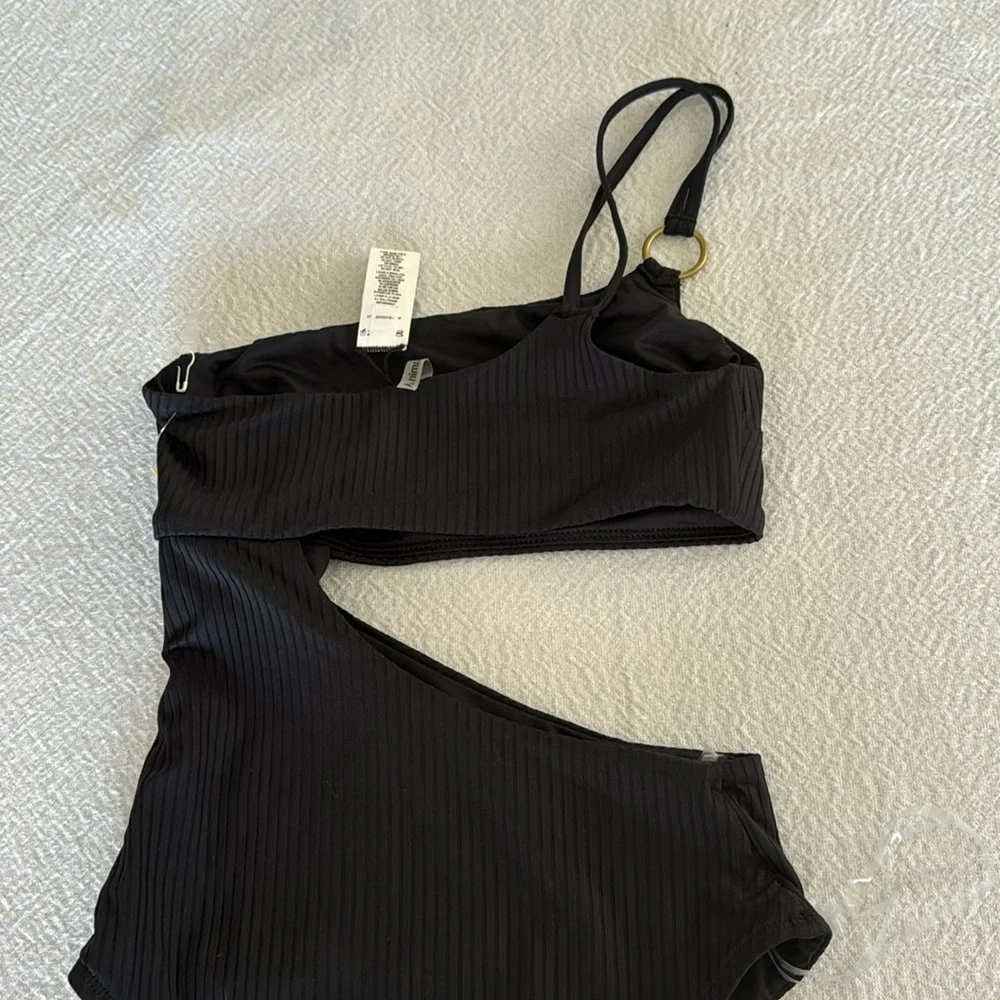 Vitamin A Cosmo Cutout One-Shoulder Rib One-Piece Swimsuit, Large, $170